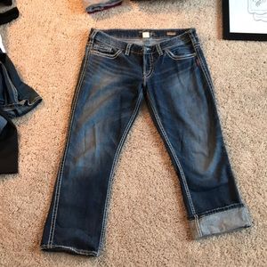 Silver jean capris- Frances Capri